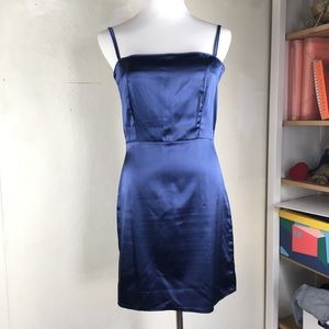 Nasty Gal Blue Faux SatinSlip Dress